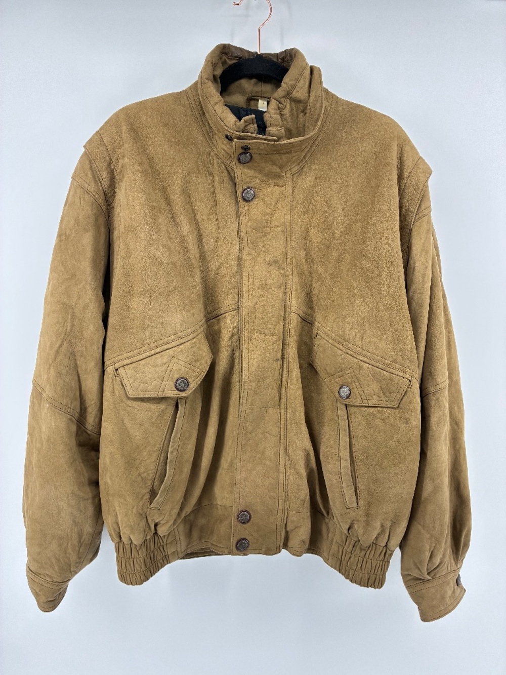 Vintage Beige Tan Slouchy Leather Bomber Jacket